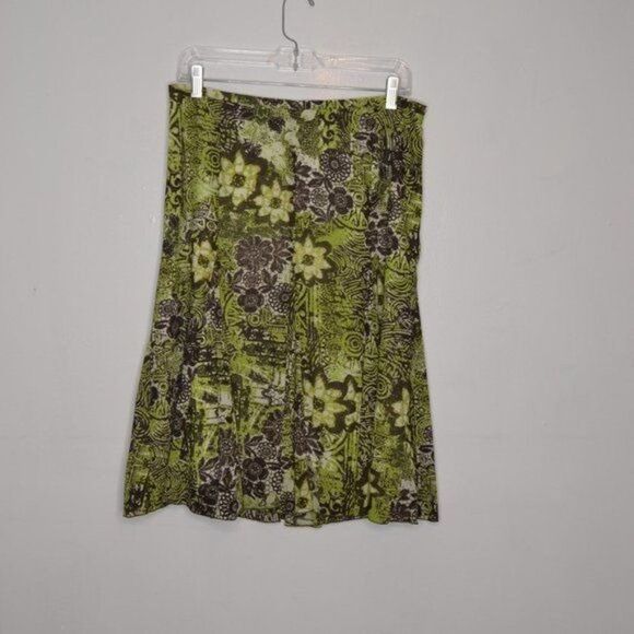 Tribal Women's 10 Green Floral Midi Flowy Skirt - Picture 1 of 8